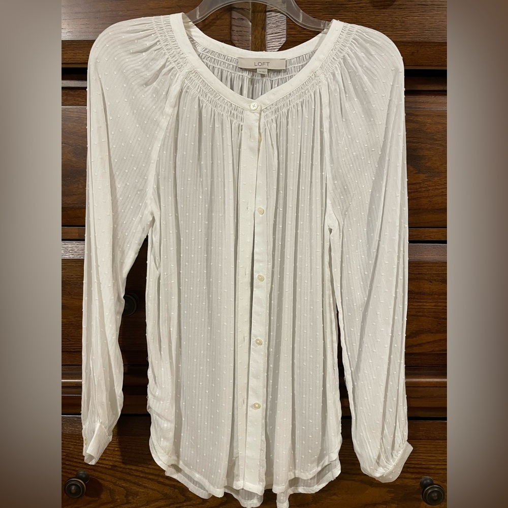NWOT - Loft white pindot Tunic top size XS - Picture 1 of 3